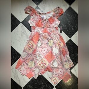 70s Inspired Floral Pink Patchwork Sundress